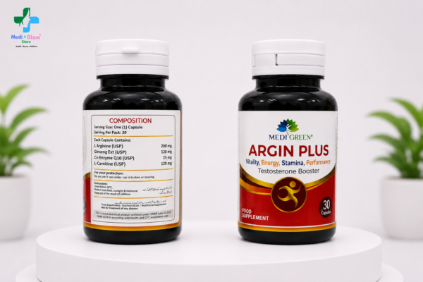 Medi Green Argin Plus | Advanced L-Arginine Formula for Energy, Stamina & Vitality | 30 Capsules