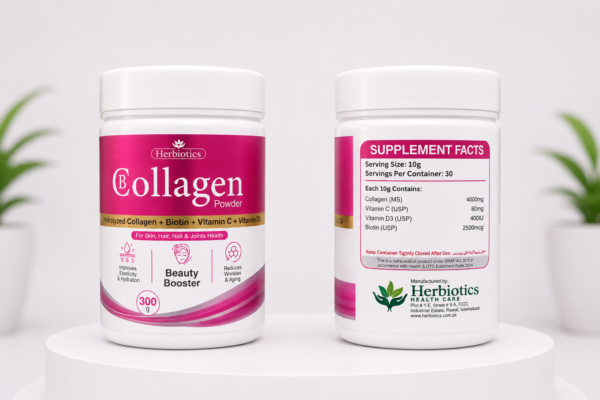 Herbiotics Collagen Powder | Hydrolyzed Collagen with Biotin, Vitamin C & Vitamin D3 | 300g